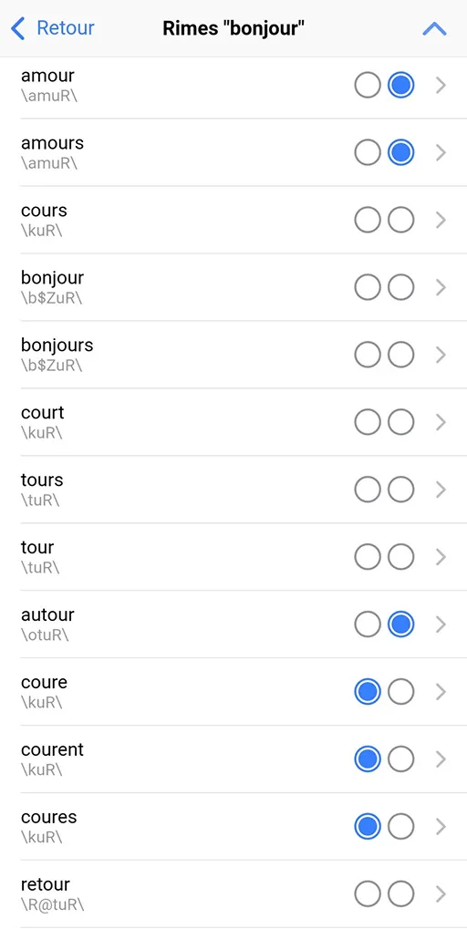 Screenshot of the rime dictionary